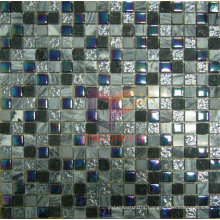 Rainbow Color Glass Mix Grey Marble Mosaic (CS133)